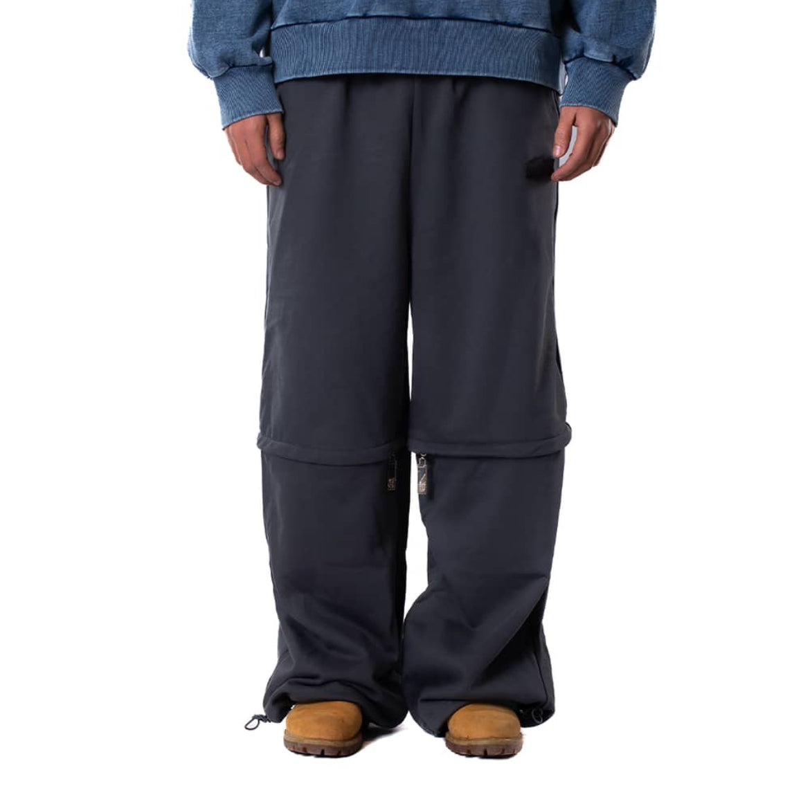 ZIP-OFF GRAY COTTON PANTS