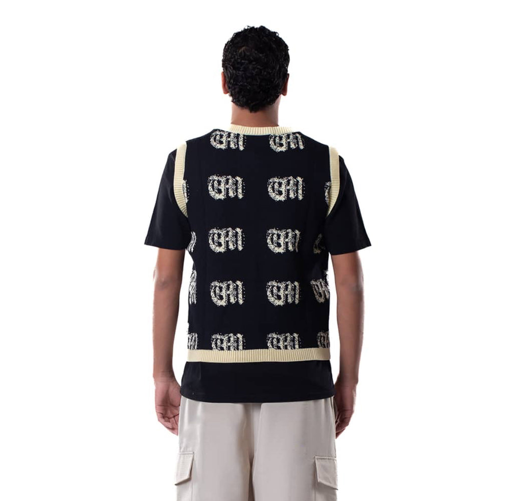 KNITTED TANK TOP CODED SOCIETY PATTERN