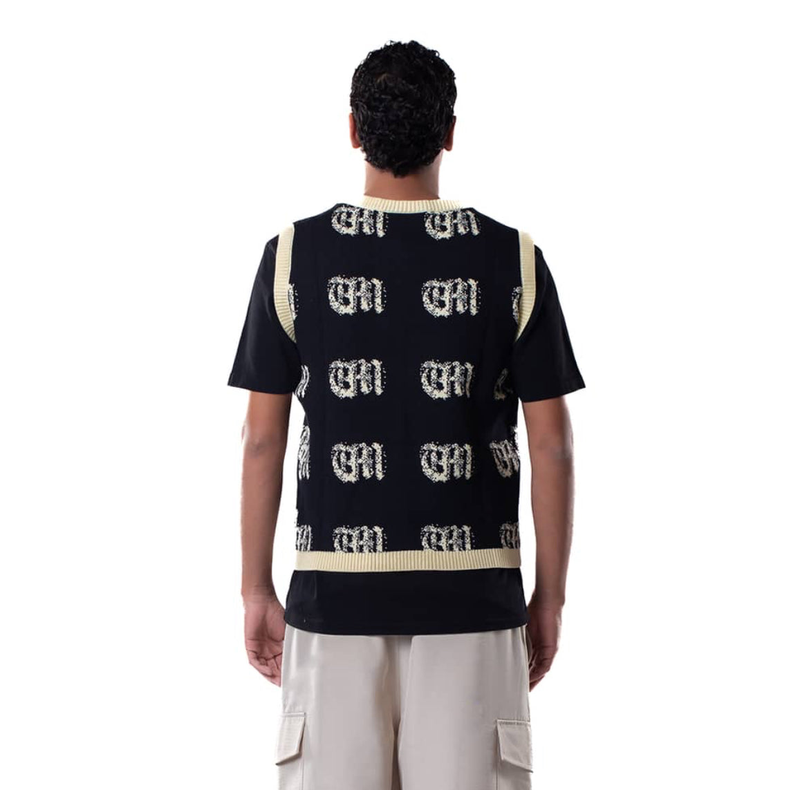 KNITTED TANK TOP CODED SOCIETY PATTERN