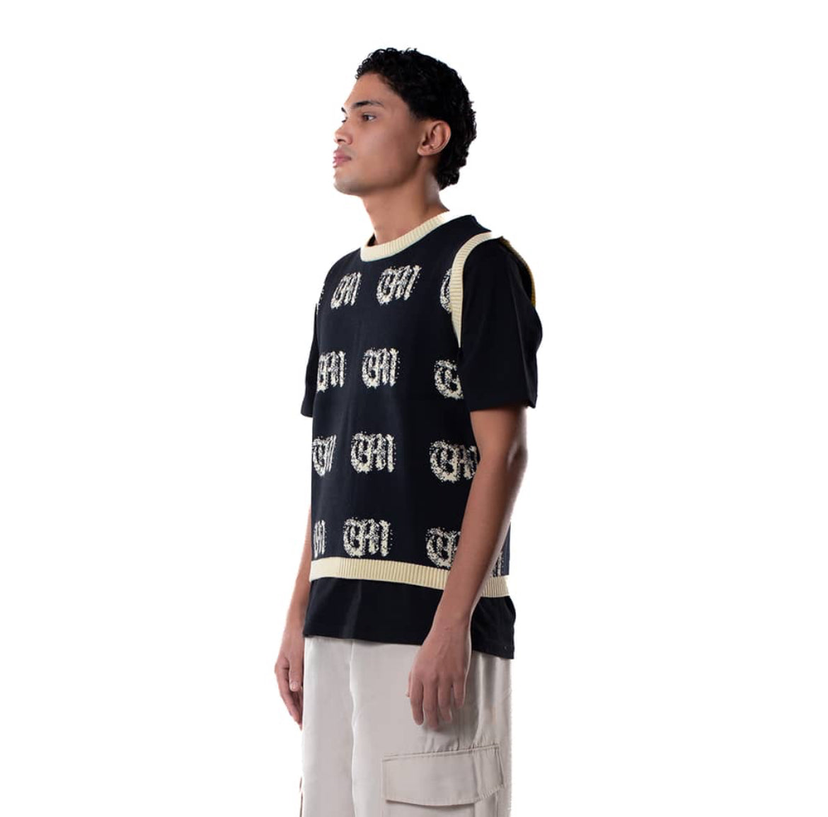 KNITTED TANK TOP CODED SOCIETY PATTERN