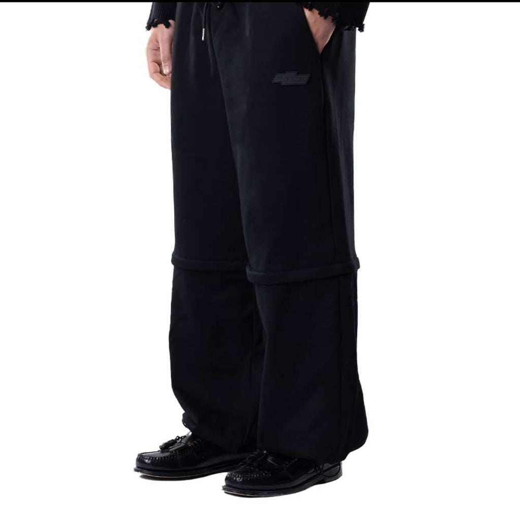 ZIP-OFF BLACK COTTON PANTS