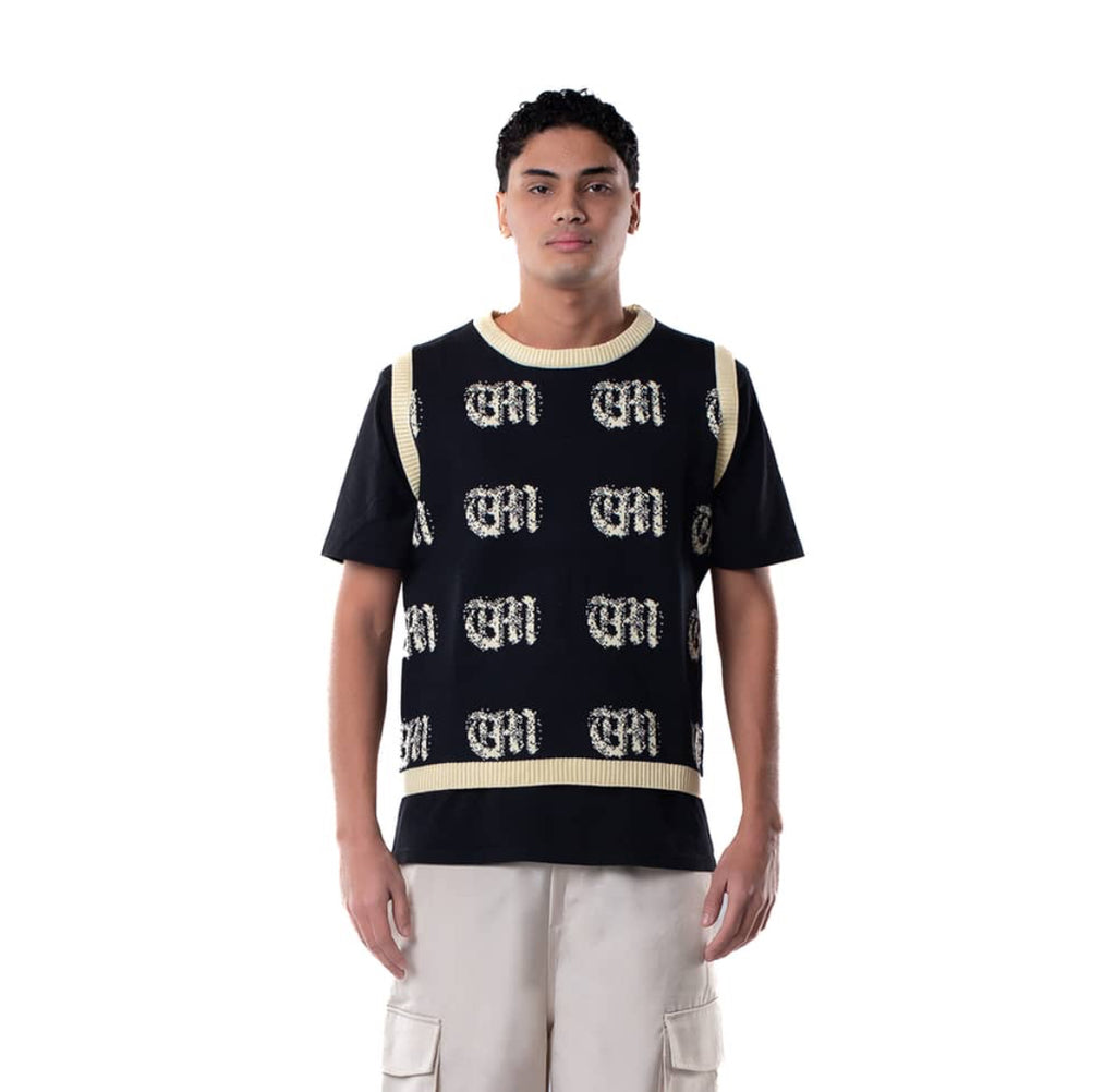 KNITTED TANK TOP CODED SOCIETY PATTERN