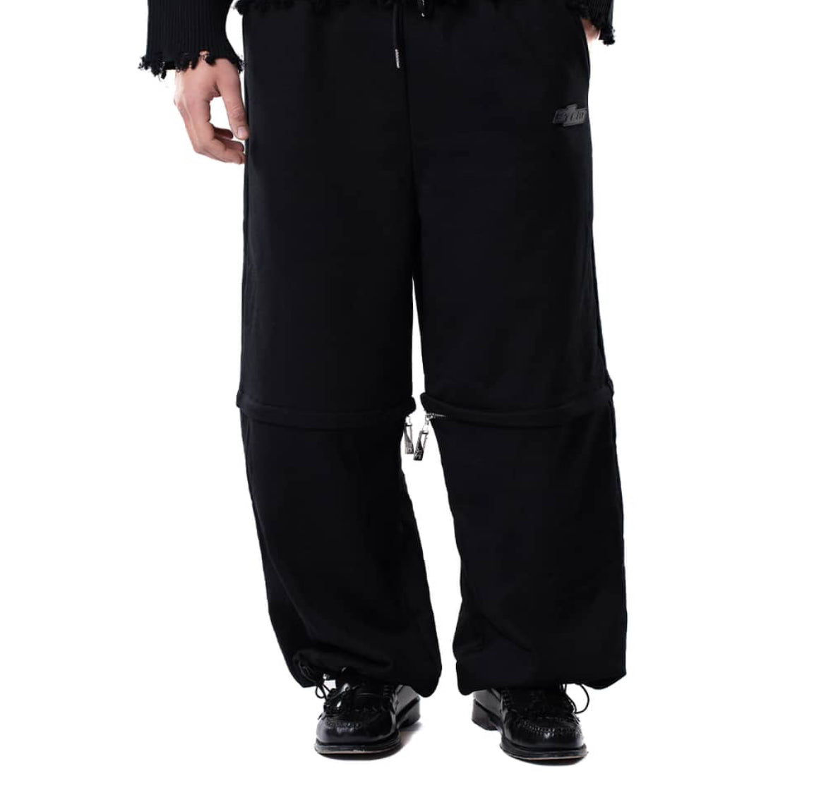 ZIP-OFF BLACK COTTON PANTS