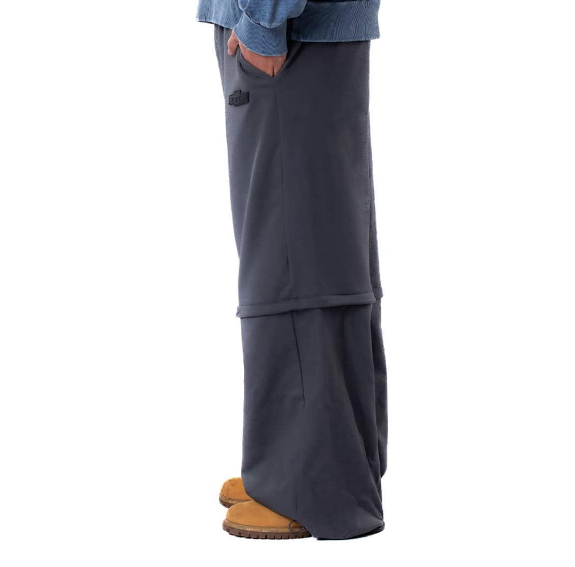 ZIP-OFF GRAY COTTON PANTS