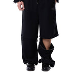 ZIP-OFF BLACK COTTON PANTS