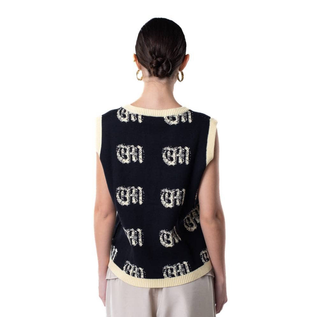 KNITTED TANK TOP CODED SOCIETY PATTERN