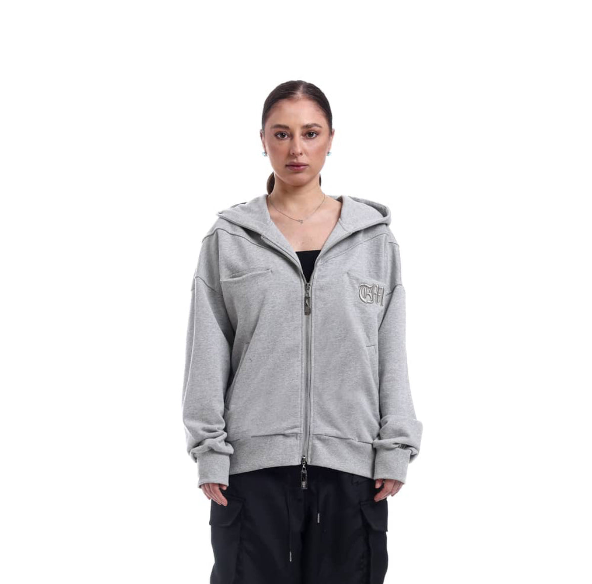 DOUBLE-ZIP GRAY JACKET