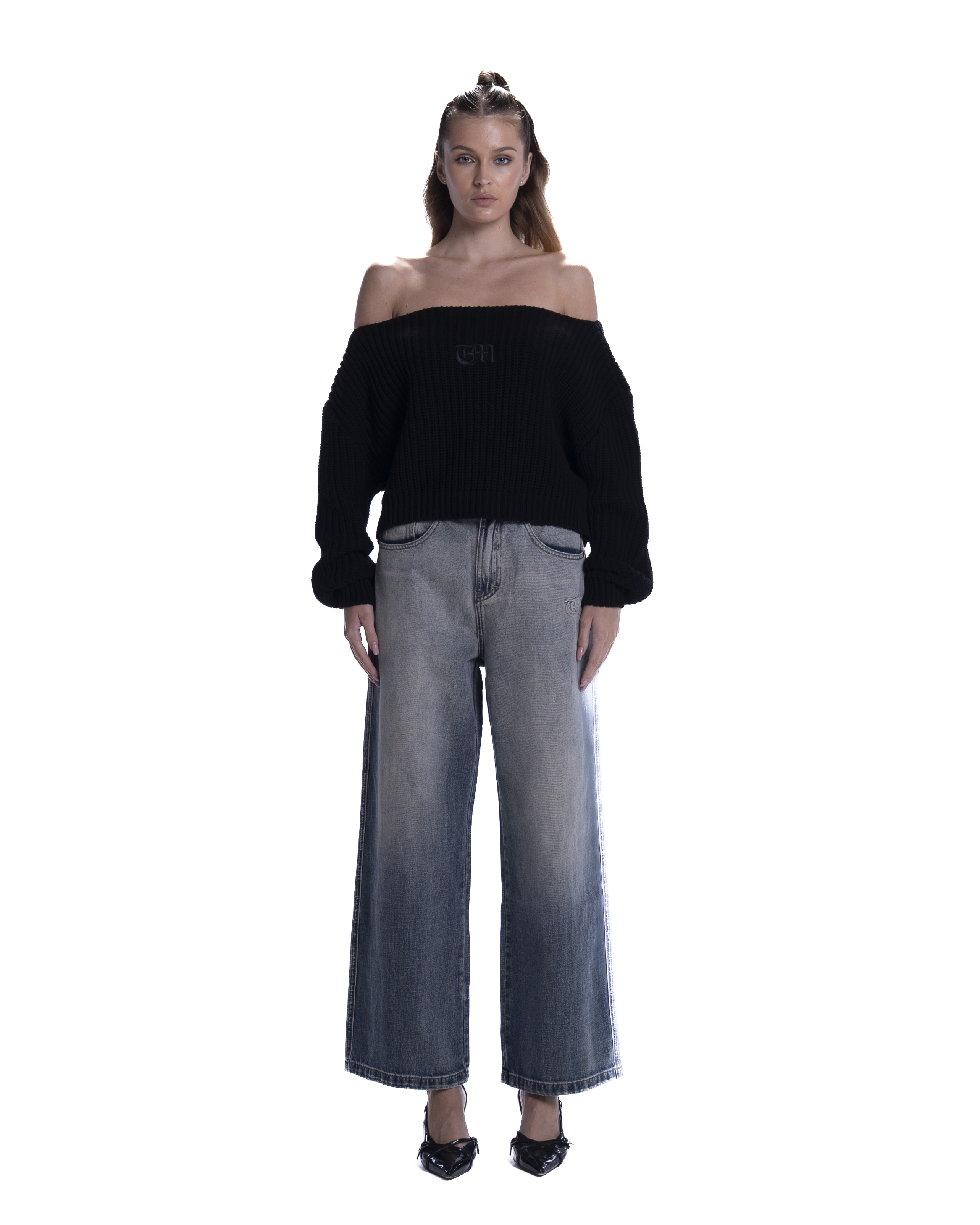 OFF SHOULDER KNITTED SWEATER WOMEN