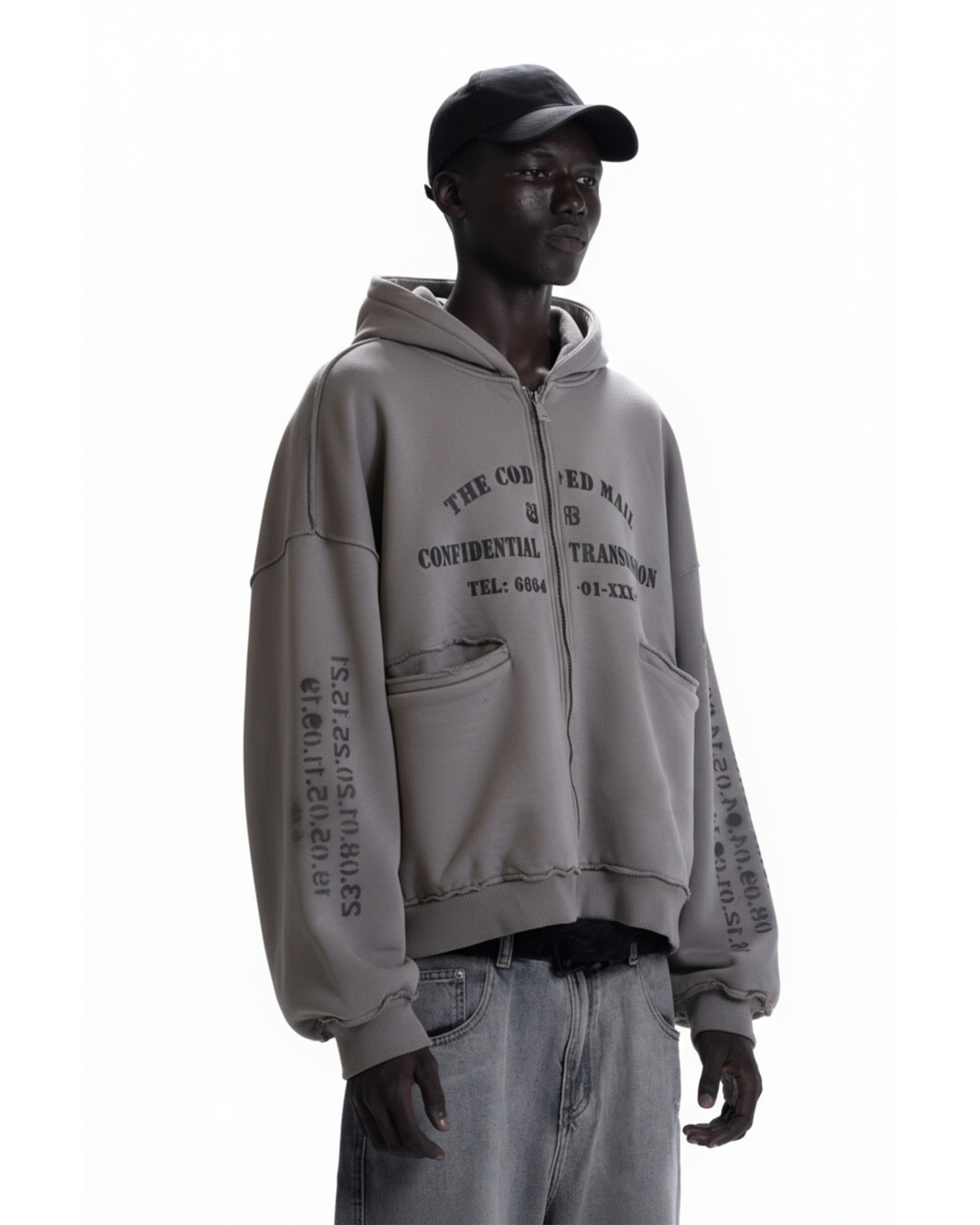 CONFIDENTIAL ZIP UP HOODIE