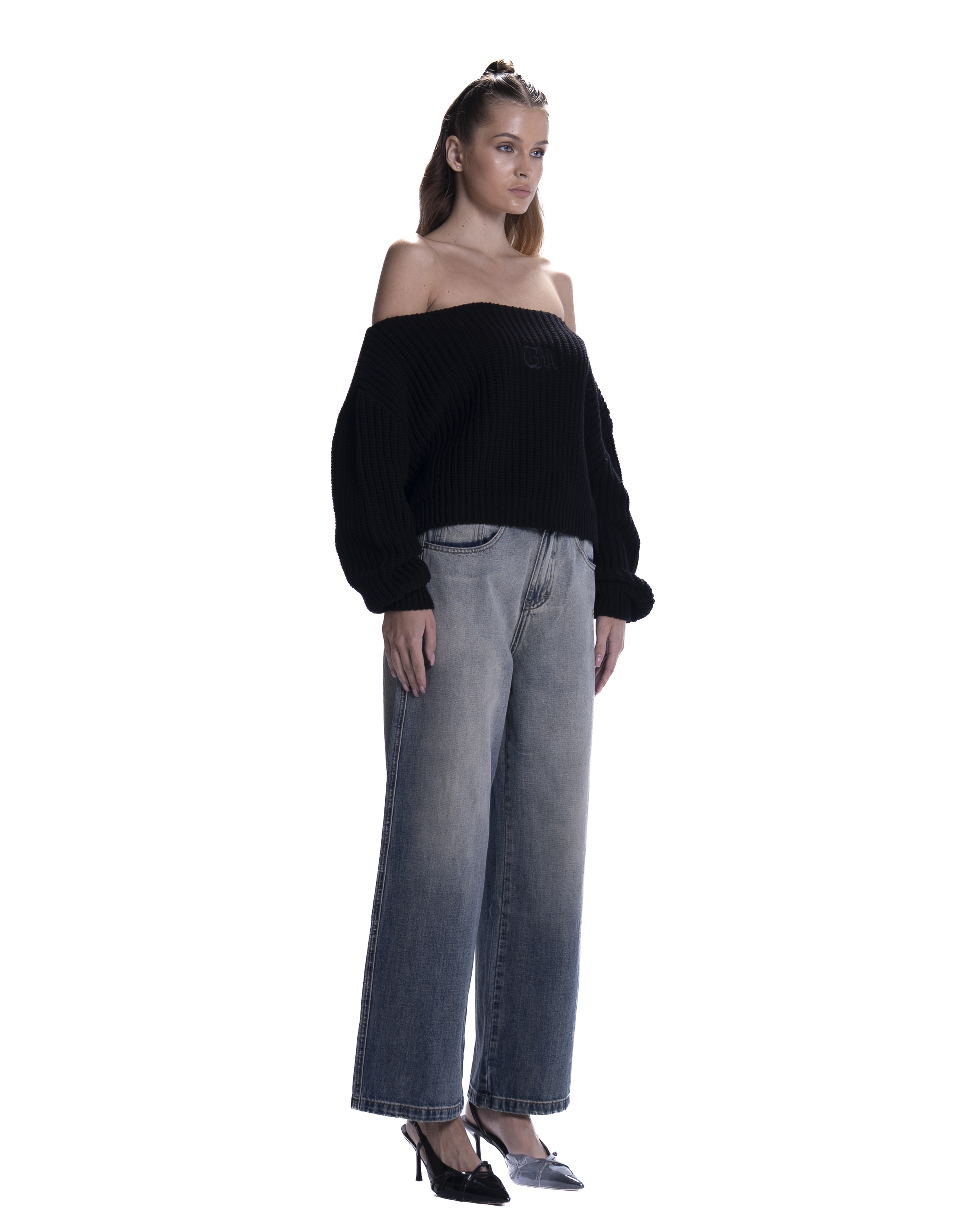 OFF SHOULDER KNITTED SWEATER WOMEN