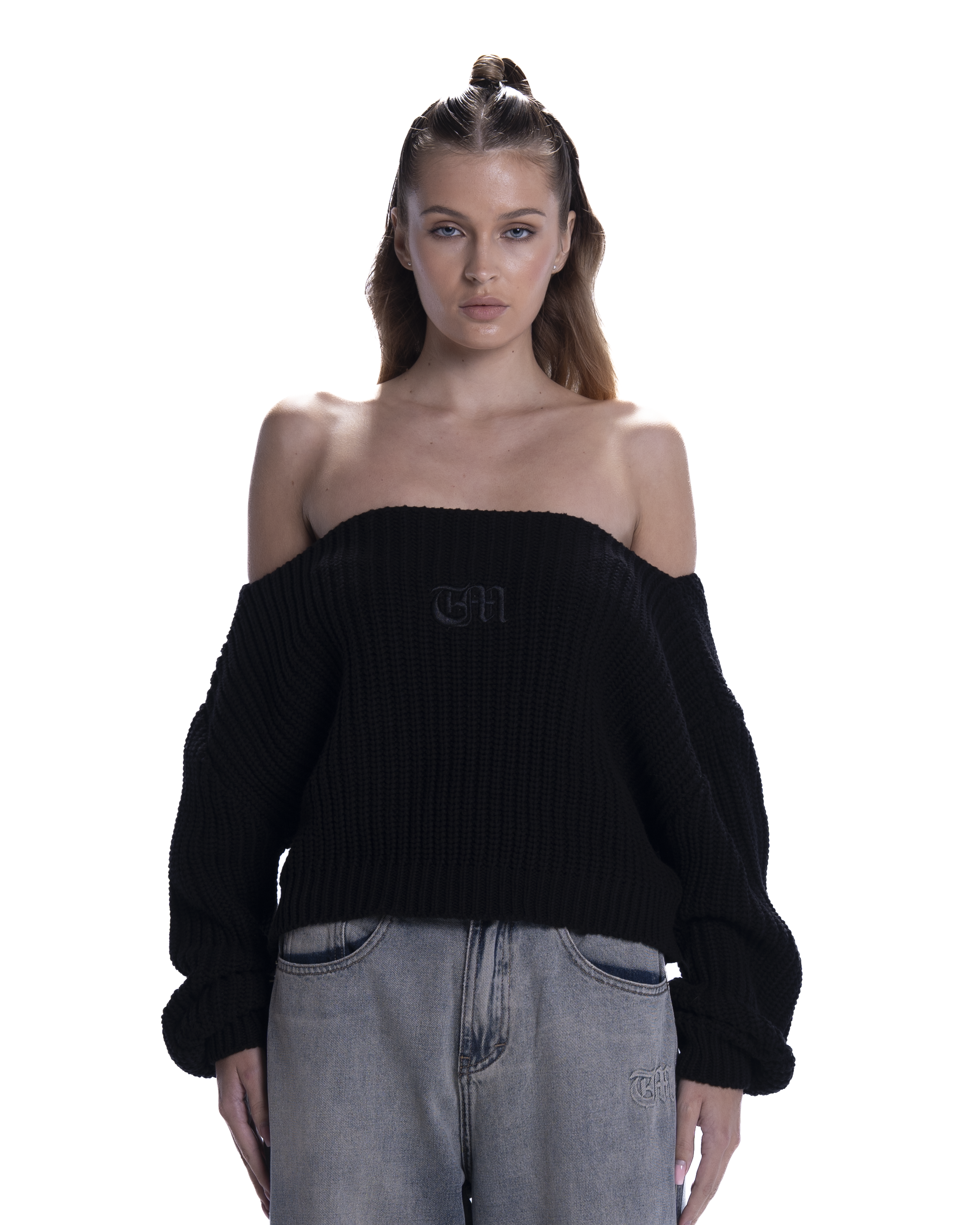 OFF SHOULDER KNITTED SWEATER WOMEN